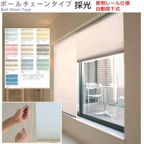 セイキ ハニカム サーモスクリーン ボールチェーンタイプ 採光タイプ 自動降下式 断熱レール仕様 幅801～900mm 高さ2651～2850mm