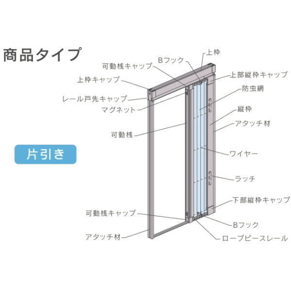 【楽天市場】セイキ トレミド 片引きタイプ 規格092200 幅調整範囲910～930 対応H寸法1975～2005 網戸出来高1990 玄関