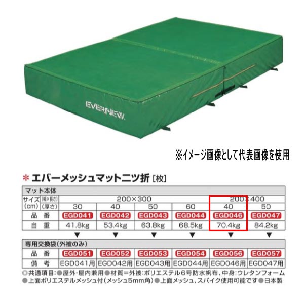 エバニュー エバーメッシュマット二ツ折 EGD046 200×400珊 40珊厚