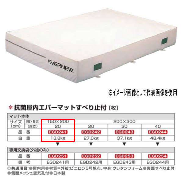 エバニュー 抗菌 屋内 エバーマット すべり止付 EGD241 150×200糎 20糎厚