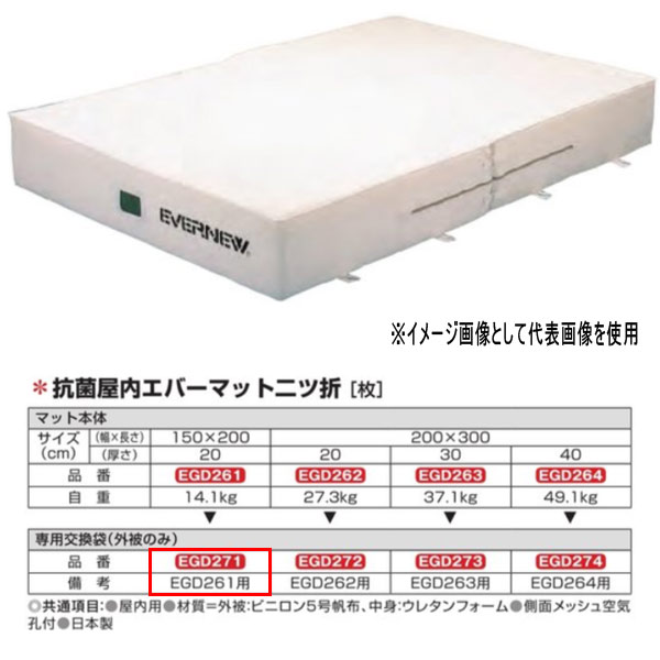 エバニュー 抗菌 屋内 エバーマット 二ツ折 EGD261用専用取り替えっこ袋（外被剞けつ） EGD271