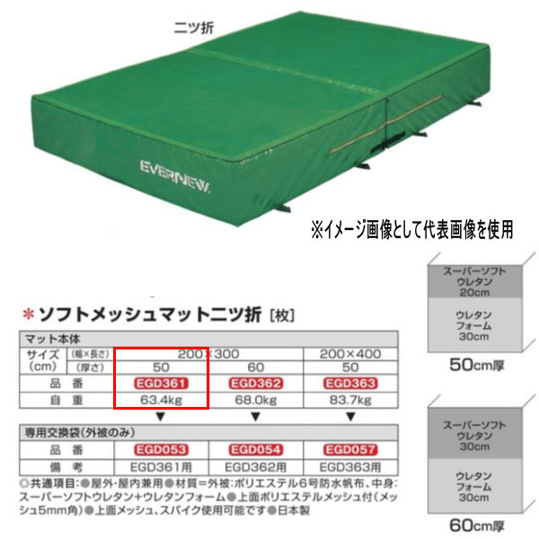 エバニュー ソフトメッシュマット 二つ折 EGD361 200×300珊 50珊厚