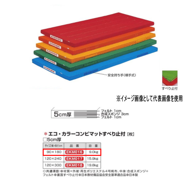 エバニュー エコ・カラーコンビマットすべり止付 EKM016 幅90×長180cm 厚5cm