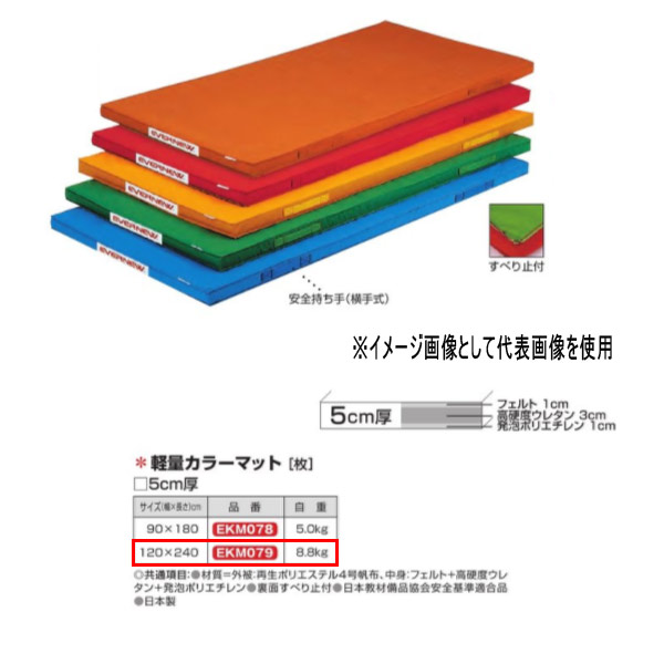 エバニュー 軽量カラーマット EKM079 幅120×長240×厚5cm 【新発売】