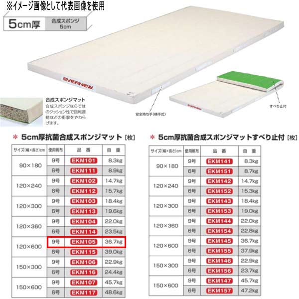 エバニュー 5珊厚 抗菌組みあわせる 海綿質引っ敷き EKM105 幅120×長600珊 9号キャンヴァス