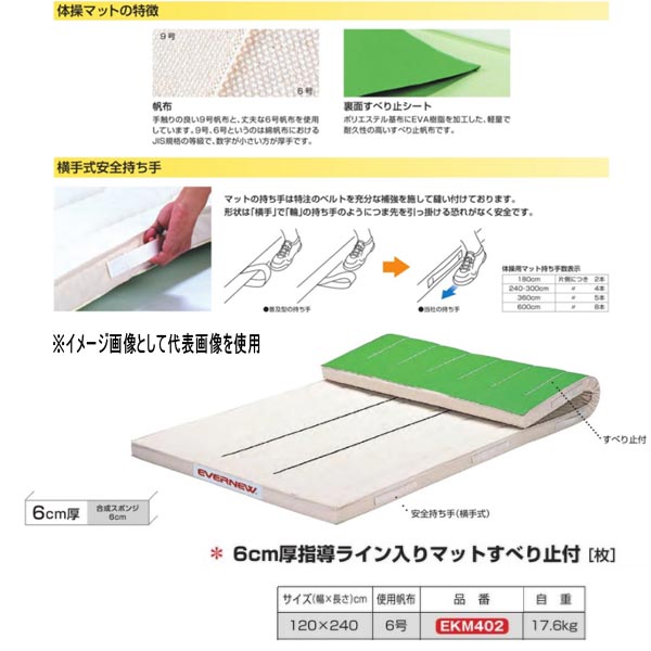 エバニュー 6糎厚仕立て上げる生産ライン入り口・入口つや消しすべり止付 EKM402 幅120×長240糎 6号キャンヴァス