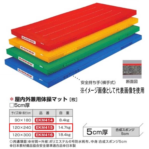 エバニュー 屋内外兼用体操マット EKM415 幅120×長240cm 厚5cm