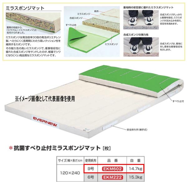 エバニュー 抗菌すべり止付ミラスポンジマット EKM602 幅120×長240糎 9号キャンヴァス