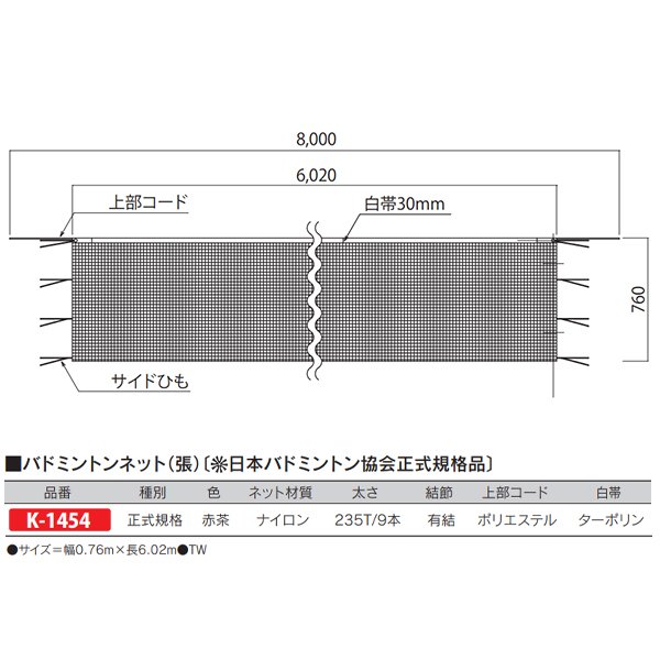 楽天市場】カネヤ バドミントンネット（張） 日本バドミントン協会検定