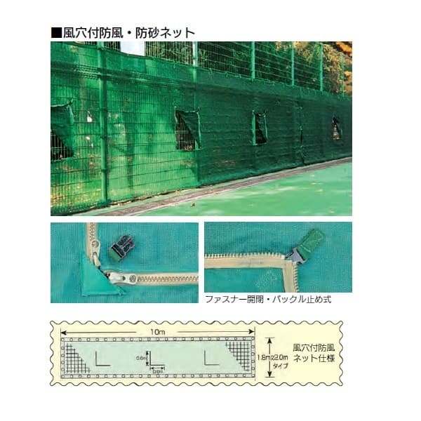 楽天市場】カネヤ 風抜穴付防風ネット ファスナー開閉タイプ MG2.0 K