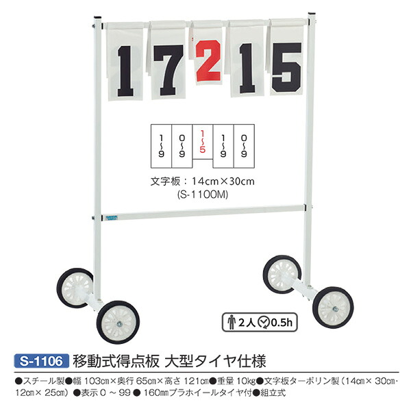 三和体育 民族大移動式得点板 大型タイア遣りくち S-1106 幅103cm×奥ふかさ65cm×高さ121珊 精神的な統合式