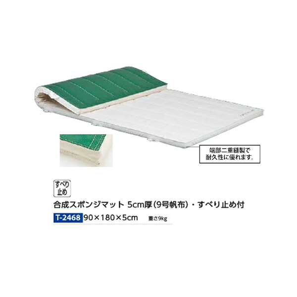 トーエイライト 合成スポンジマット 5cm厚 9号帆布・すべり止め付 90&times;180&times;5cm T2468｜イーヅカ