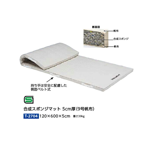 トーエイライト 合成スポンジマット 5cm厚 9号帆布 120×600×5cm T2704