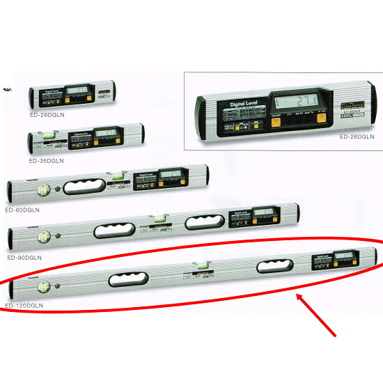 エビス デジタル気泡管水準器 ED-120DGLN 1200粍