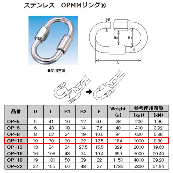 水本機械 OPMMリング ステンレス SUS304 OP-10