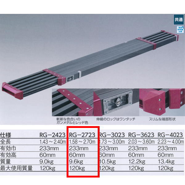 ヤヨイ化学 カラーステージRG ガンメタル＆レッド RG-2723 1.58～2.70m