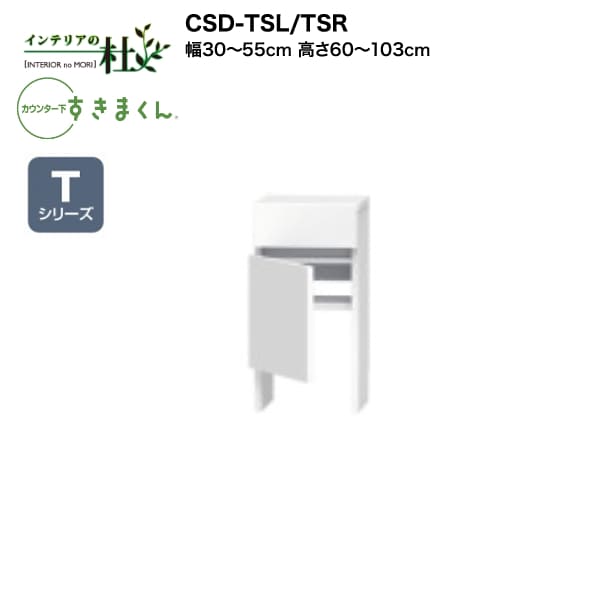 【受注生産】フジイ カウンター下すきまくん CSD-TSL/TSR 幅30～55cm 高さ60～103cm Tシリーズ スッキリ配線キャビネット 開き扉 I型収納 L字型収納 サイズオーダー 選べるカラー 日本製 隙間収納 完成品 送料無料