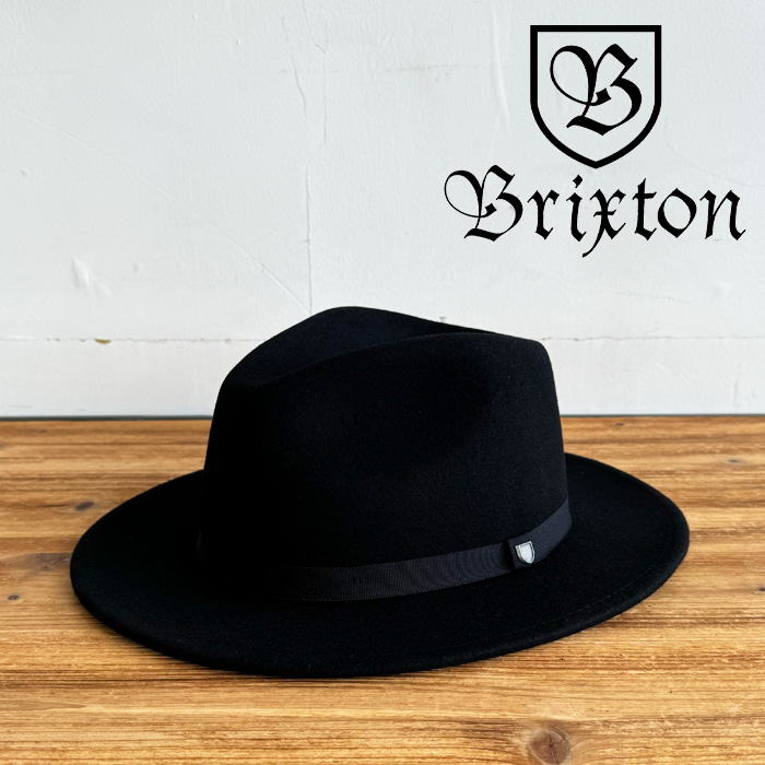 BRIXTON ブラック フェルトハット RENO FEDORA