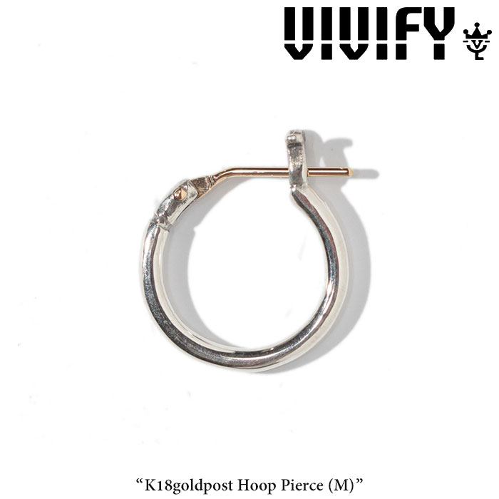 VIVIFY(ヴィヴィファイ)(ビビファイ) K18goldpost Hoop Pierce(M)【オーダーメイド受注生産】【キャンセル不可】【VIVIFY フープピアス】【VFP-179】【ゴールド】|Interplay