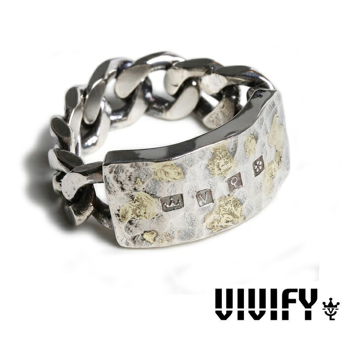 VIVIFY(ヴィヴィファイ)(ビビファイ)Hallmarks ID Ring/ Hammered Finish w/ gold【VIVIFY リング】【VFR-151】【オーダーメイド ハンドメイド 受注生産】【キャンセル不可】|Interplay