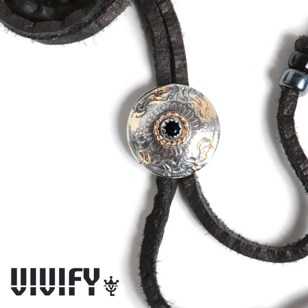 VIVIFY(ヴィヴィファイ)(ビビファイ)Phoenix 50 Sen Coin Loop Tie with Stone w/gold(オニキス)【ループタイ】【VFN-333】【オーダーメイド ハンドメイド 受注生産】【キャンセル不可】｜Interplay