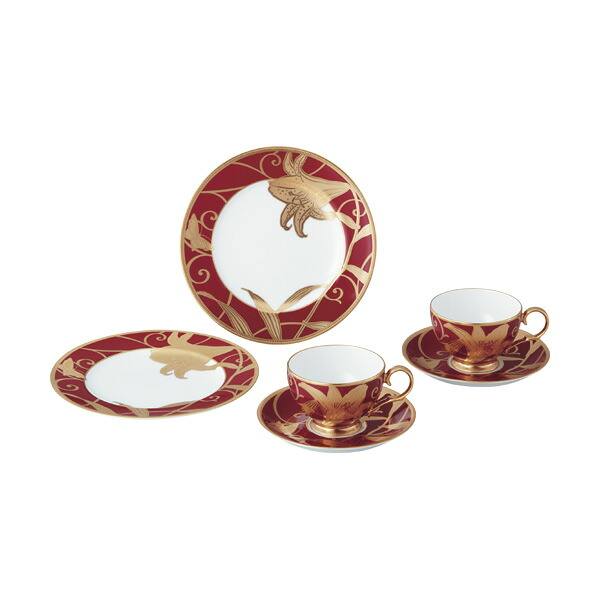 【Noritake（ノリ竹）】（花金彩百合） ティータイムペアセット