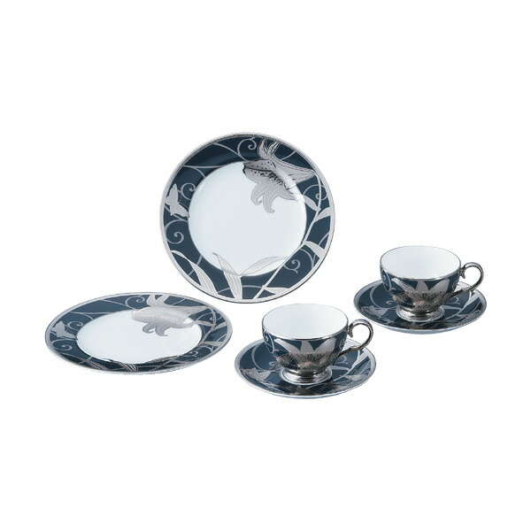【Noritake（ノリ竹）】（花銀彩百合） ティータイムペアセット