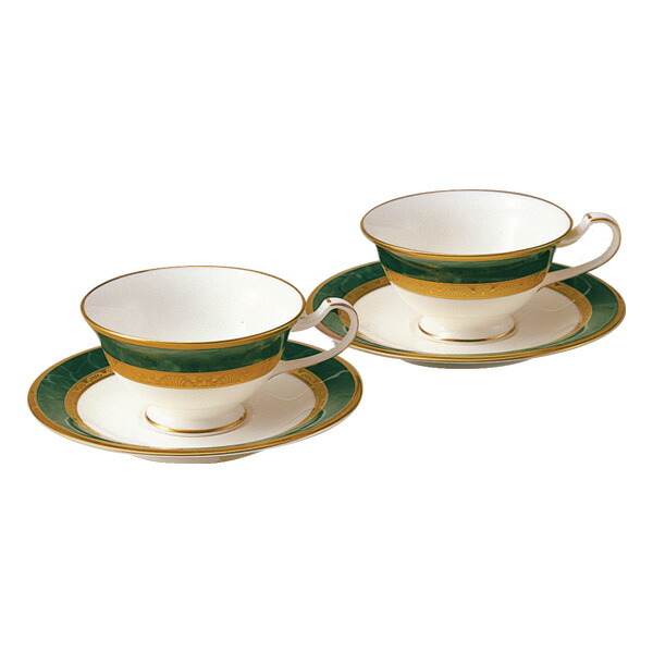 【Noritake（ノリ竹）】（フィッツジェラルド・ヘミングウェイ） お茶・珈琲碗皿有りの実仕掛ける （緑であること）