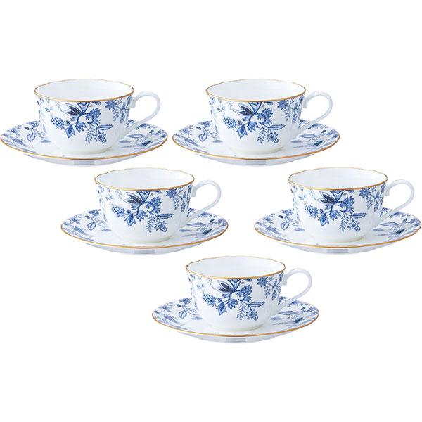 【Noritake（ノリ竹）】（ブルーソレンティーノ） お茶・珈琲碗皿仕掛ける （5客）