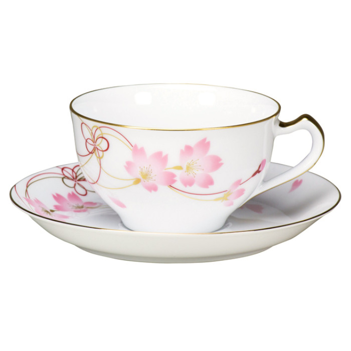 【大倉陶園 Okura touen】　桜シリーズ「結桜」　カップ＆ソーサー　　A682-6/1C