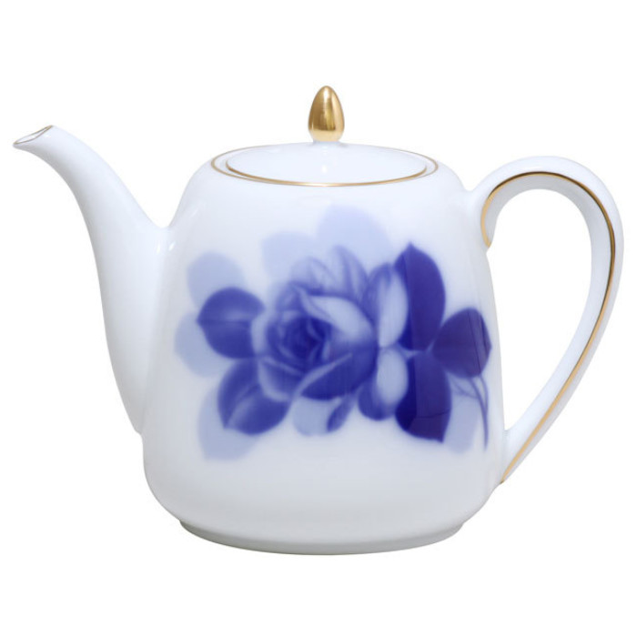 【大倉陶園 Okura touen】 〈青碧サクラ色 Blue Rose 〉 ティーポット  8211/36B