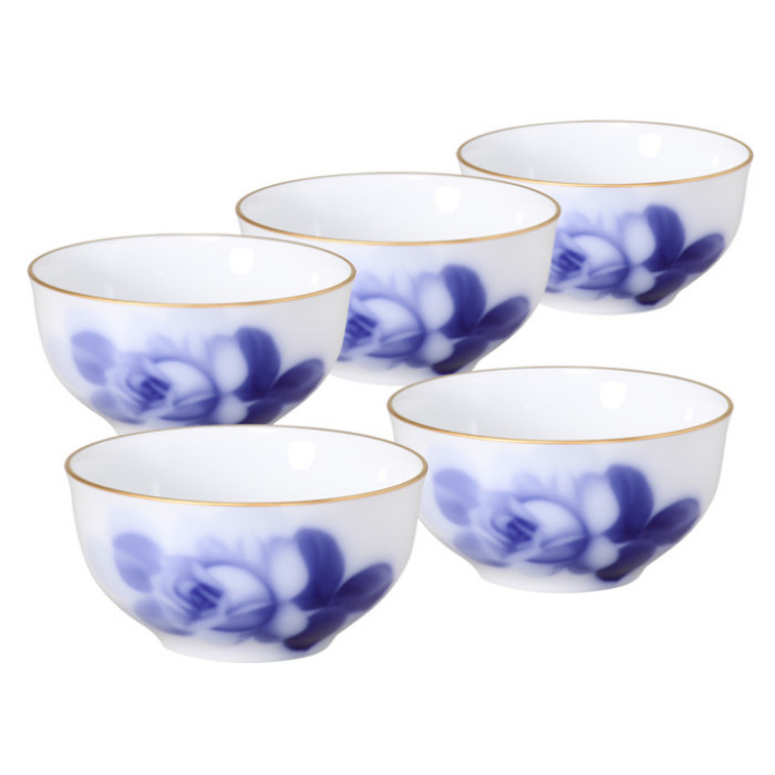 【大倉陶園　Okura touen】 〈ブルーローズ　Blue Rose 〉　湯呑5客揃　　8211/51CV｜インターランド店
