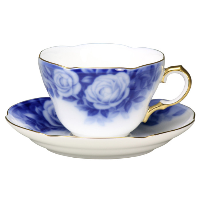 【大倉陶園 Okura touen】　ローズカップコレクション第3回「庚申薔薇」　カップ＆ソーサー　　A783-3/90C