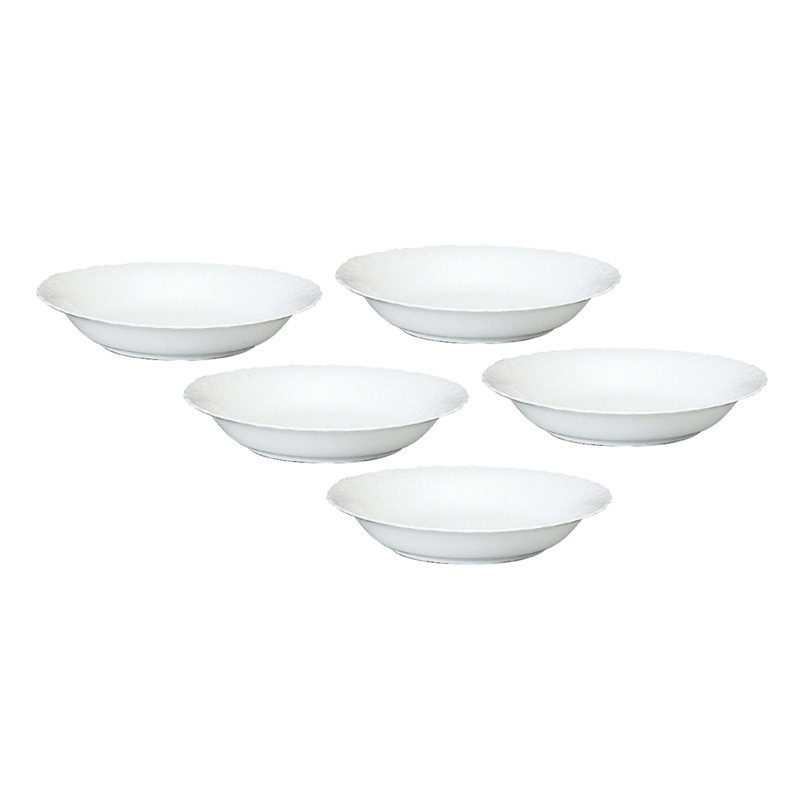 【ＮＡＲＵＭＩ（ナルミ） シルキーホワイト　(Silky White)】 オーバルカレープレート 23cm 5点セット