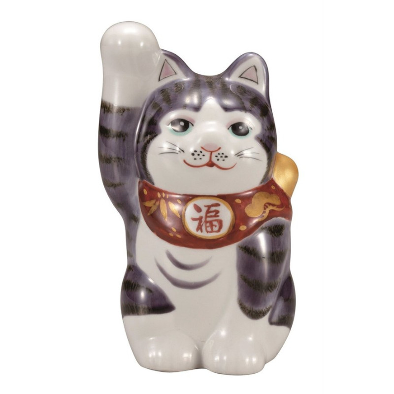 【代引不可】　　【九谷焼】　４号招き猫・紫釉彩　　K9-1550｜インターランド店