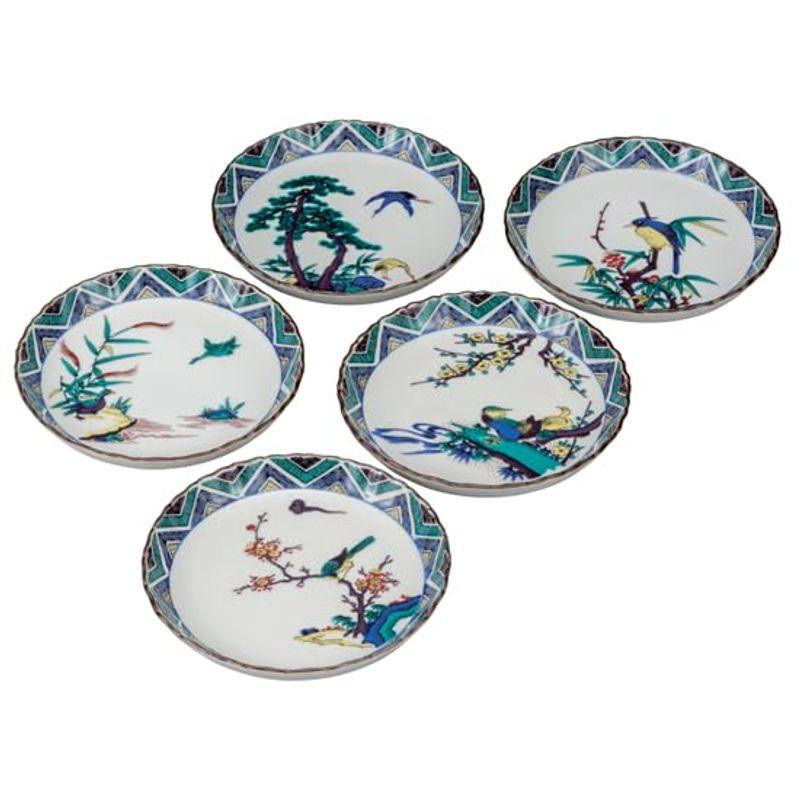 楽天市場】九谷焼 二重角福 古九谷意 輪花皿 5客揃 共箱 陶磁器 色絵