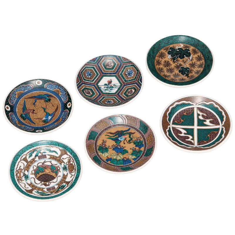 【代引不可】  【九谷焼】 ４号皿揃(６Ｐ)・古九谷名品６選 K8-70 K9-107
