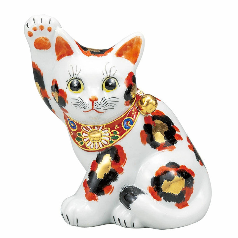 【代引不可】  【九谷焼】 ５．５号招き猫・金三毛  K9-1549