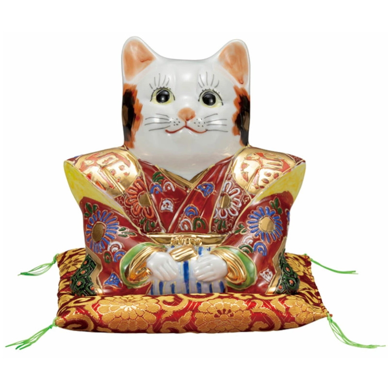 【代引不可】　　【九谷焼】　６号福助猫・盛　（布団付）　　K9-1623 17,989円