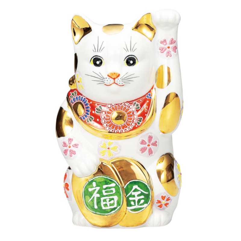 【代引不可】　　【九谷焼】　７号小判招き猫・金ブチ盛　　K9-1654｜インターランド店