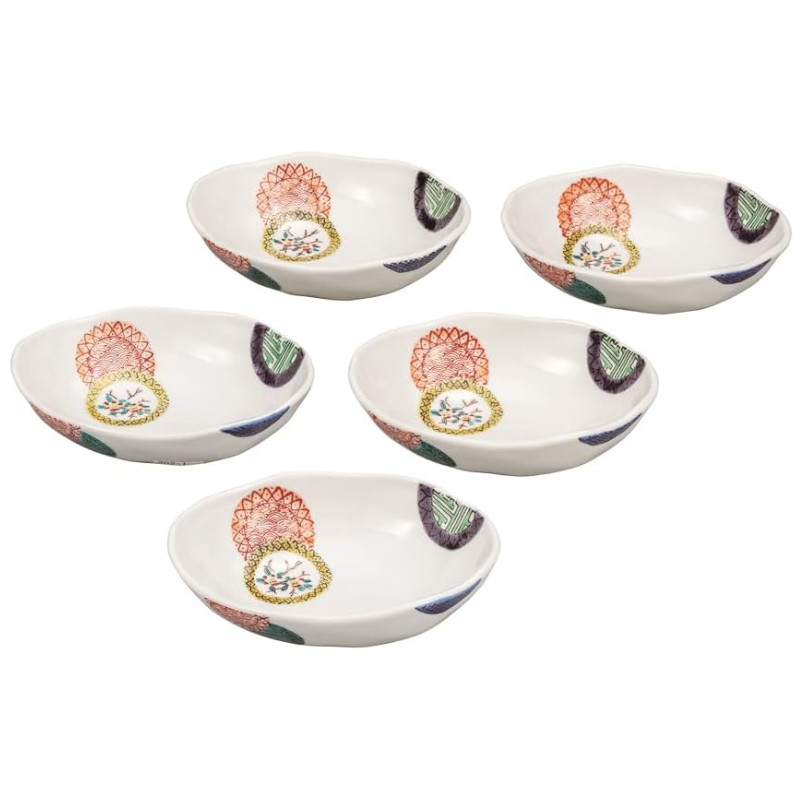 【代引不可】 【九谷焼】 5.5号小鉢揃・色絵丸紋 K9-231|インターランド店