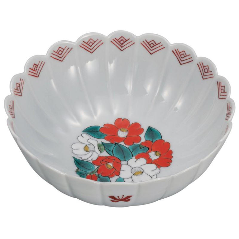 【代引不可】 【九谷焼】 5.2号鉢・椿 新田 智子 K9-317|インターランド店