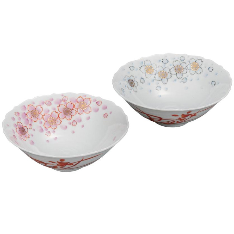 【代引不可】　　【九谷焼】　５．５号ペア鉢・金彩桜　　福田　昇竜　　K9-383｜インターランド店