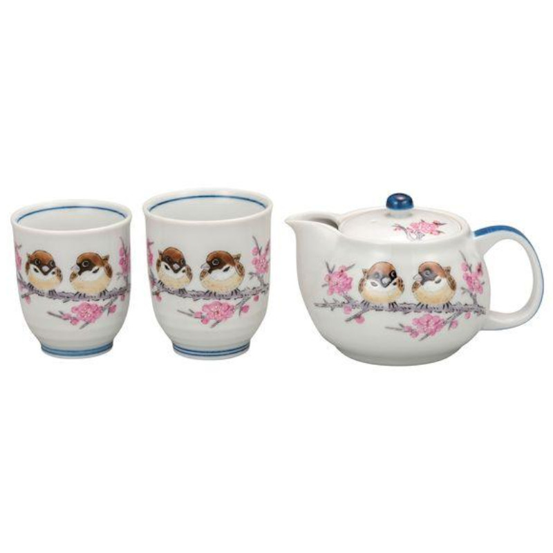 【代引不可】 【九谷焼】 くつろぎ揃・すずめ (網付) K9-665|インターランド店