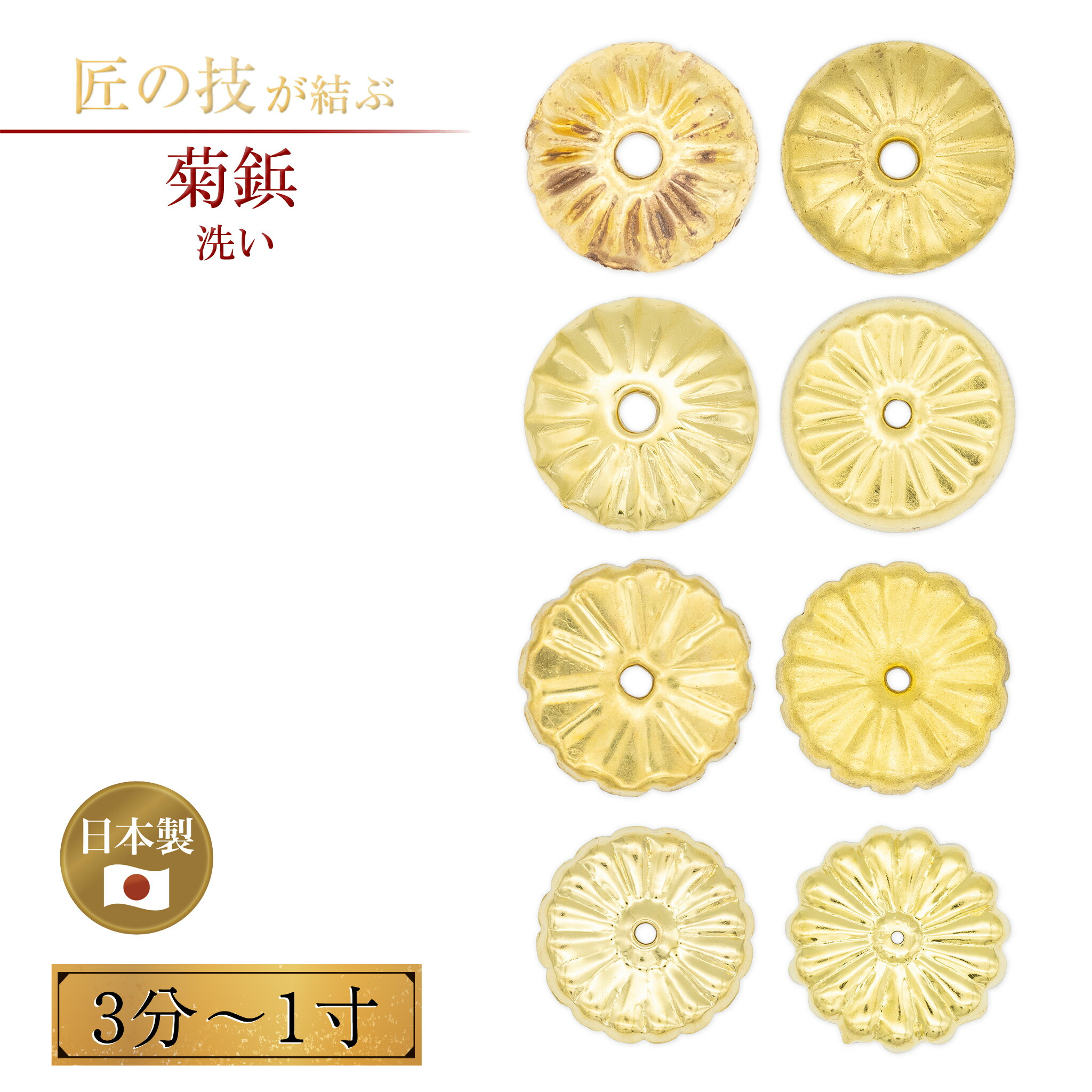 楽天市場】【 伊勢 宮忠】 【 菊長押金具 5分 】(直径 1.5cm 釘穴無し