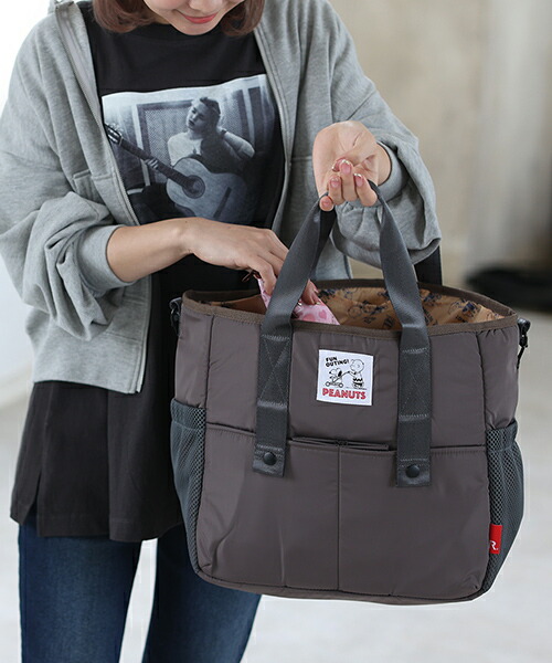 マザーズバッグ 2way 2way Rootote おしゃれ たくさん ショルダー ショルダーバッグ スヌーピー トート トートバッグ バック ピーナッツ ポケット マザーバッグ ママバッグ マミールー ユニセックス ルートート レディース 仕切り 大容量 抗菌 洗える 消臭 犬印本舗 軽量