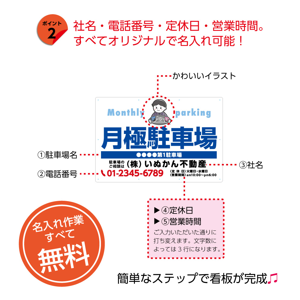 新品本物 楽天市場 パネル 不動産 900 600mm 看板 月極駐車場 契約者募集 可愛い イラスト 看板 名入れ無料 おしゃれ 大きい 目立つ わかりやすい シンプル 管理 角丸加工無料 穴あけ無料 結束バンド付 選べる 文字打ち替え イヌのかんばんや 工場直送