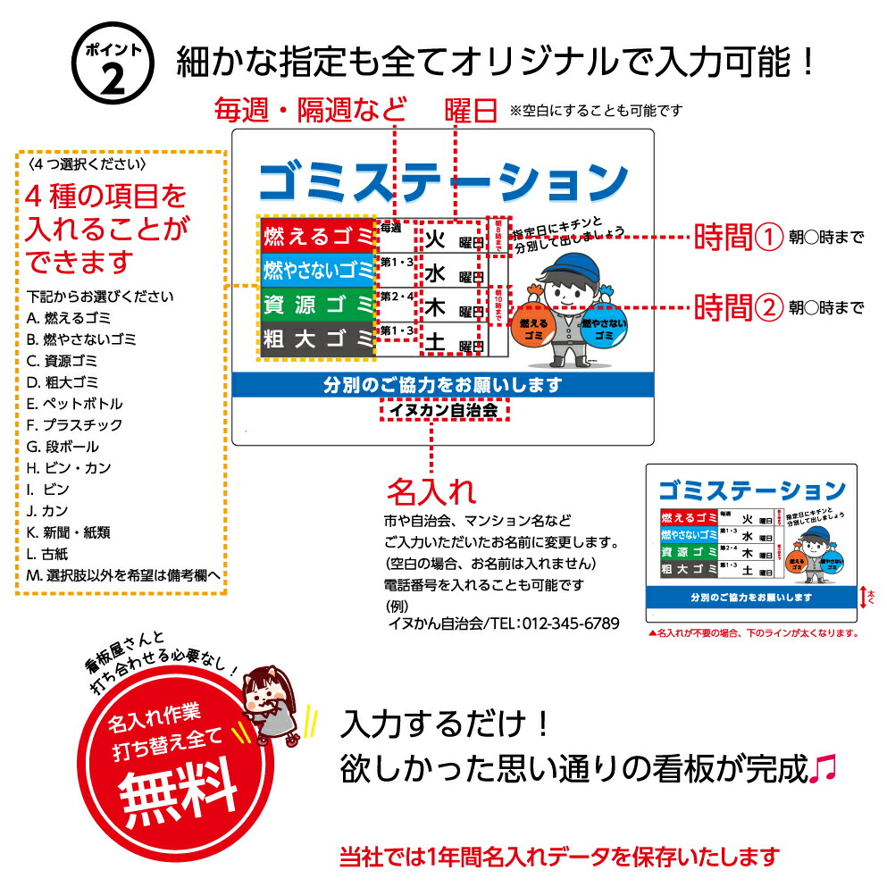 レビューで送料無料 パネル W600 H450mm 看板 ごみ収集日 ゴミステーション 分別のご協力をお願いします 名入れ 大きい イラスト 目立つ わかりやすい シンプル 可愛い 不動産 管理 角丸加工無料 穴あけ無料 結束バンド付 選べる イヌのかんばんやw 最適な価格