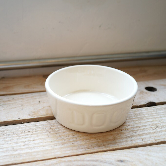 BAUER POTTERY バウアーポッタリー DOG BOWL S 白いこと 発色がとてもキレイなドッグボウルです。瀬戸ものなのでせっ生面も楽になること。 差し上げ物 犬 首飾り 食器