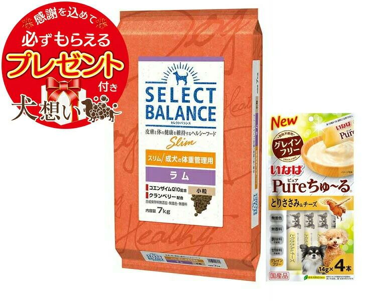 セレクトバランス スリム ラム 小粒 成犬の体重管理用 7kg【プレゼント ちゅ~る付】|犬想い premium